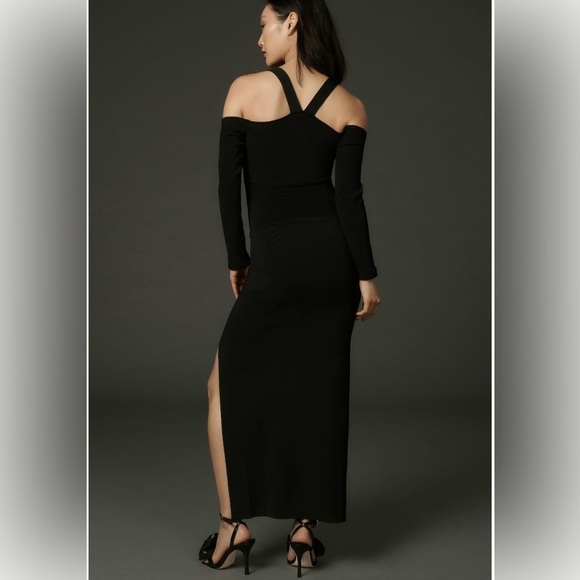 NWT Anthropologie Long-Sleeve Square-Neck Slim Knit Midi Dress Size Large - Picture 3 of 8